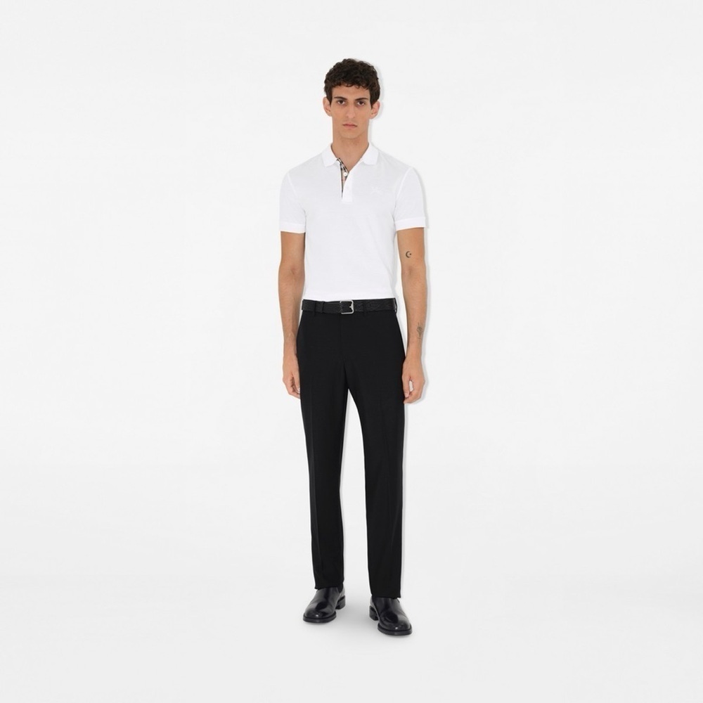 BURBERRY Cotton Polo Shirt Nova Check Trim Collar (M6)